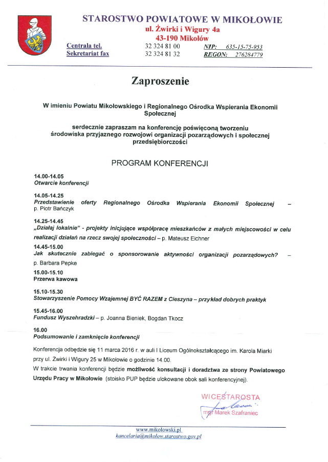 Konferencja w&nbsp;Mikołowie w&nbsp;dniu 11 Marca 2016