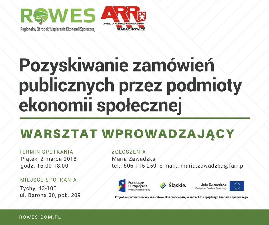 Warsztat: Pozyskiwanie zamówień publicznych przez&nbsp;podmioty ekonomii społecznej